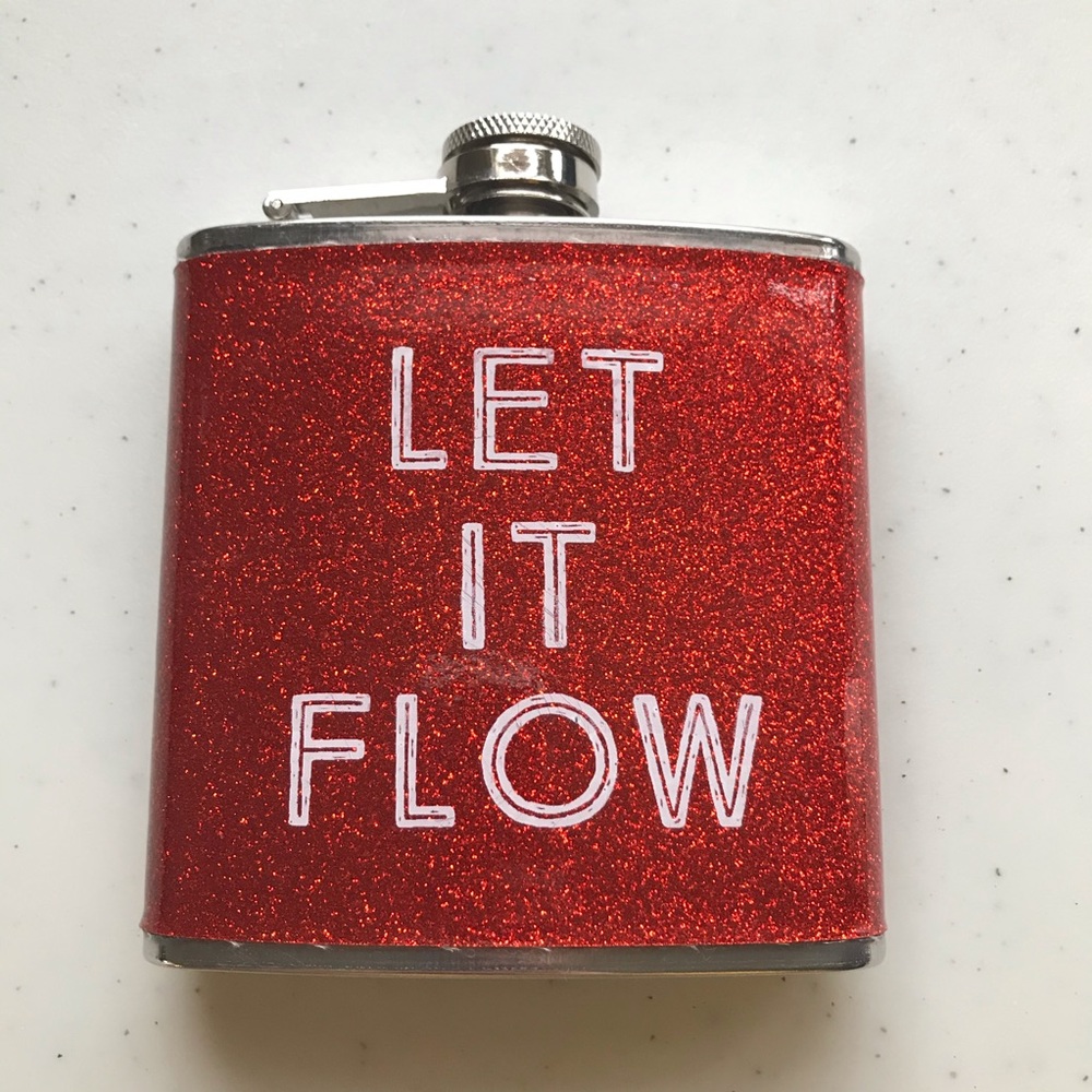 STAINLESS STEELE 6oz Flask with Vinyl Wrap Glitter
